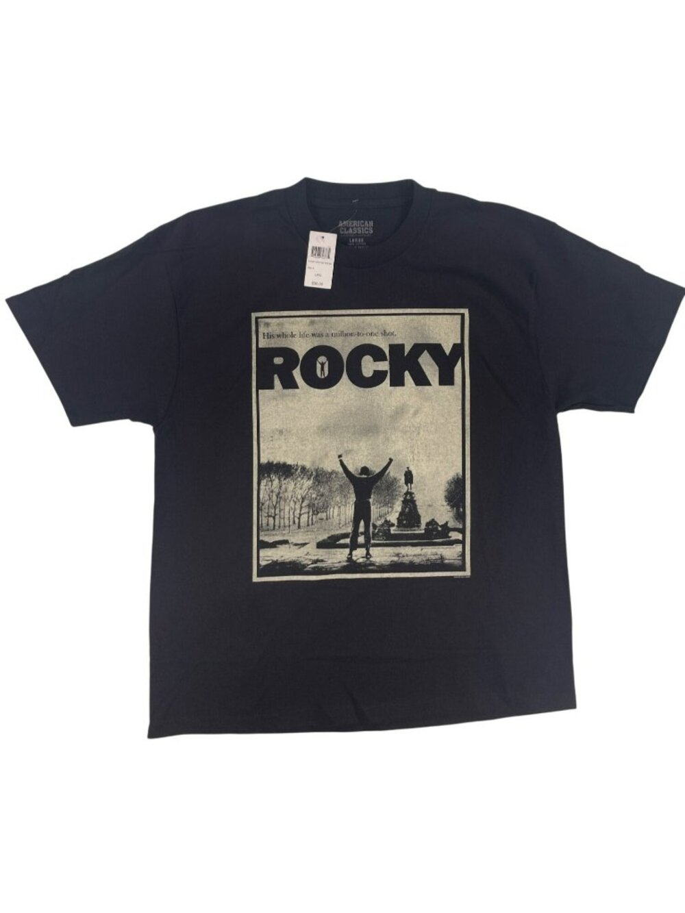 Rocky Balboa T-Shirt Black American Classics Cotton Licensed Apparel Men's Sz L